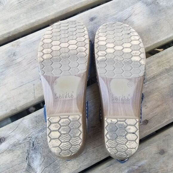 Sanita Daisy Davia Navy Blue Snakeskin Embossed Leather 2 Strap Buckle Sandals - Picture 6 of 8